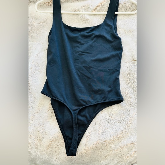 Babaton Contour Squareneck Bodysuit with Thong-cut bottom—Dark Blue - Picture 3 of 4